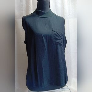 Anxiety Women's Top Knit Mock Turtleneck Sleeveless Black Size Large